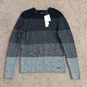 Hudson Gray Gradient Knit Pullover Sweater Mens S